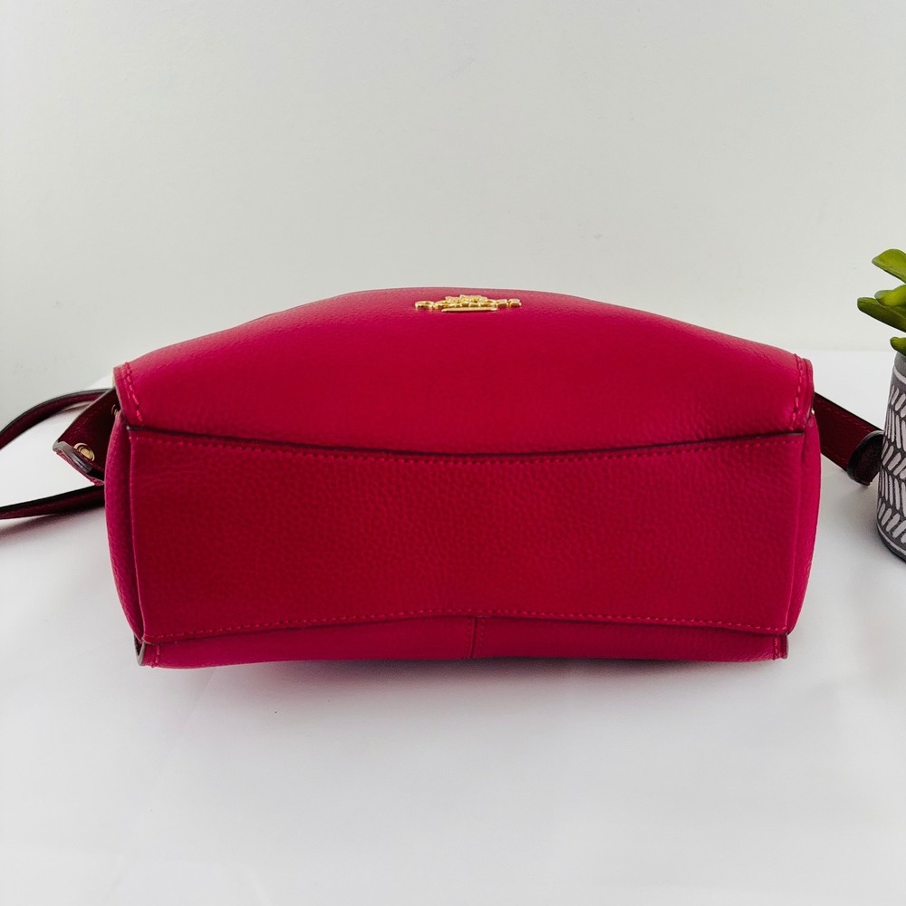 Coach Crossbody Dufflette Rare Fuchsia Pink Pebbled Leather Bag 21377 - Picture 3 of 13